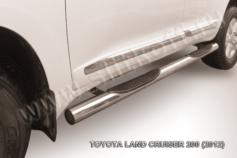 Пороги Slitkoff труба d76 с проступью для Toyota Land Cruiser 200 2012-2013. Артикул TLC2-12-013