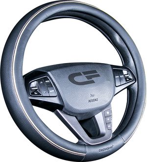 Оплётка на руль CarFashion Tiltan (размер M, экокожа, цвет ЧЕРНЫЙ/БЕЖЕВЫЙ). Артикул 31432