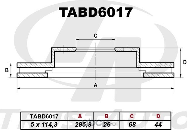 ТОРМОЗНОЙ ДИСК (Trustauto). Артикул TABD6017