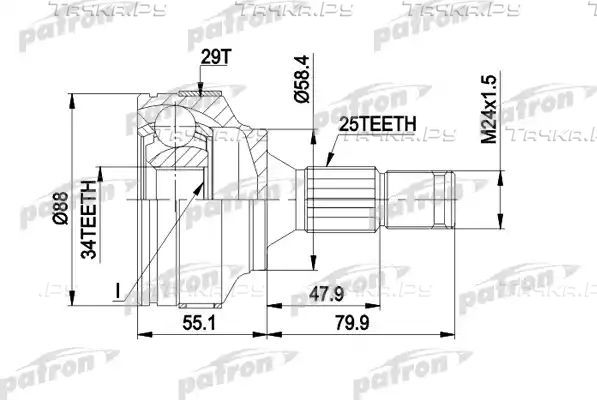 Шрус наружный (граната) Patron. Артикул PCV1302