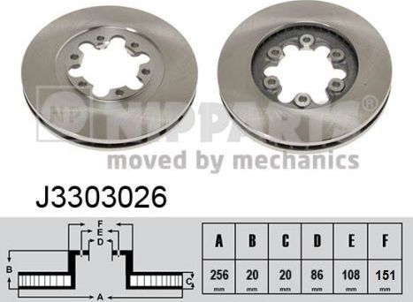 Тормозной диск Nipparts передний для Mazda B-series IV 1989-1999. Артикул J3303026