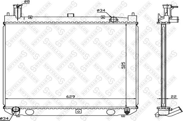 Радиатор охлаждения двигателя Stellox для Toyota HiAce H100 1989-2006. Артикул 10-26397-SX