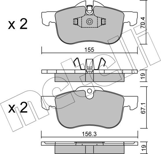 Тормозные колодки Metelli передние для Rover 75 I 1999-2005. Артикул 22-0307-0