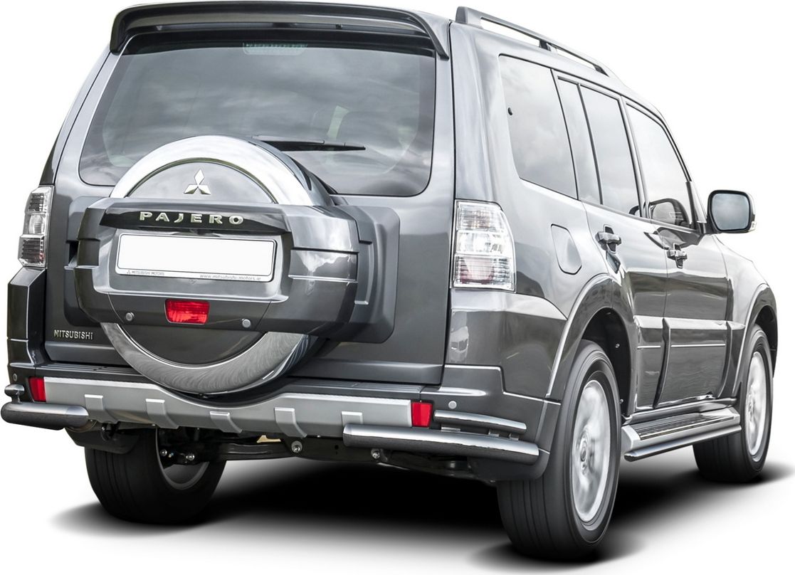 Защита Rival заднего бампера d76+d42 уголки для Mitsubishi Pajero IV рестайлинг 2014-2026. Артикул R.4002.018