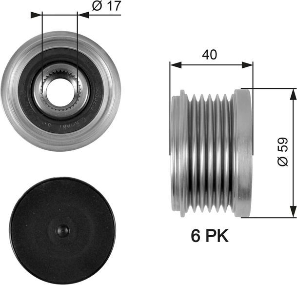 Муфта генератора обгонная Gates DriveAlign®. Артикул OAP7097