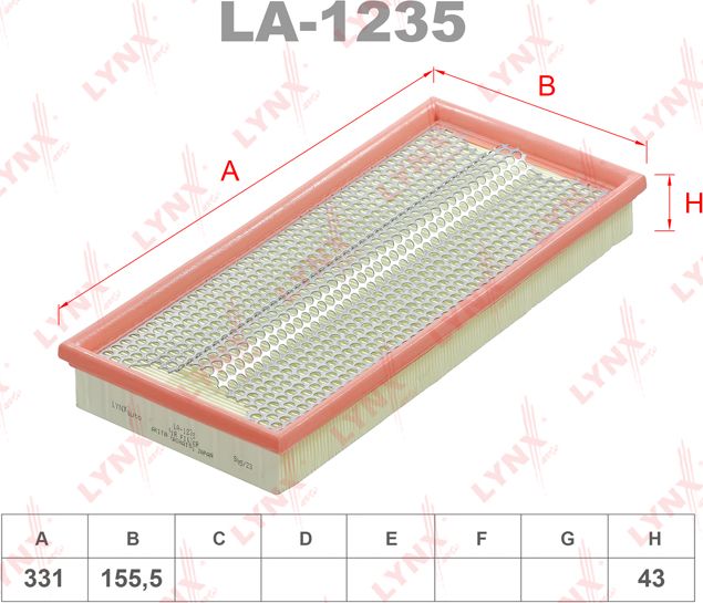 Воздушный фильтр LYNXauto. Артикул LA-1235