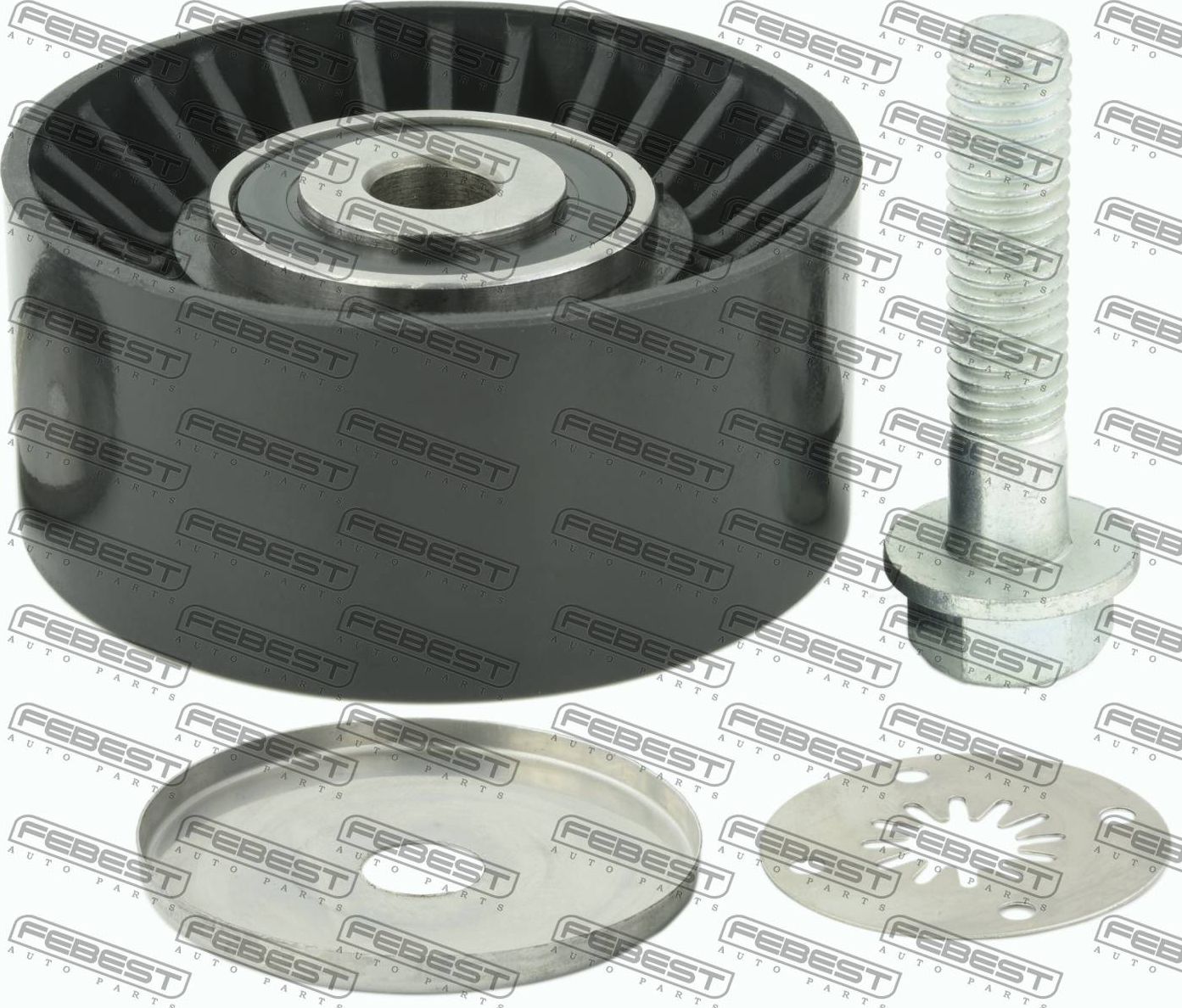 Направляющий (ведущий) ролик приводного поликлинового ремня Febest. Артикул 1088-J300