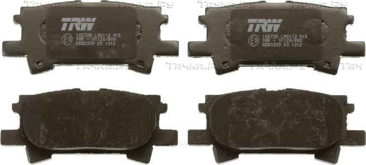 Тормозные колодки TRW COTEC задние для Toyota Highlander I (U20) 2000-2007. Артикул GDB3339