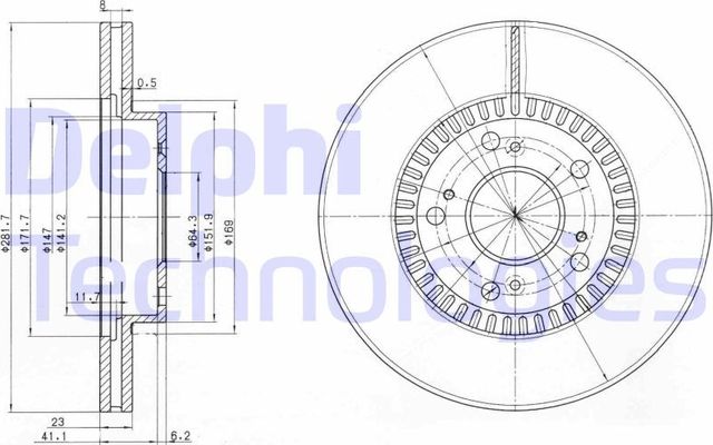 Тормозной диск Delphi передний для Honda Stream I 2001-2001. Артикул BG3720