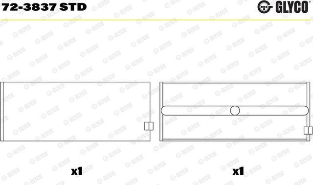 Вкладыши коренные Glyco для Mercedes-Benz Actros MP3 2008-2012. Артикул 72-3837 STD