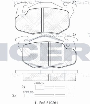 Тормозные колодки Icer для Citroen C15 1987-2005. Артикул 180864