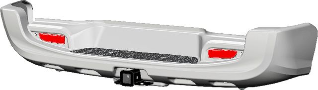 Бампер силовой задний АВС-Дизайн с квадратом под фаркоп для Toyota Hilux Revo 2015-07.2018. УСИЛЕННЫЙ, белый. Артикул ABC.TOHIL.RB.08W