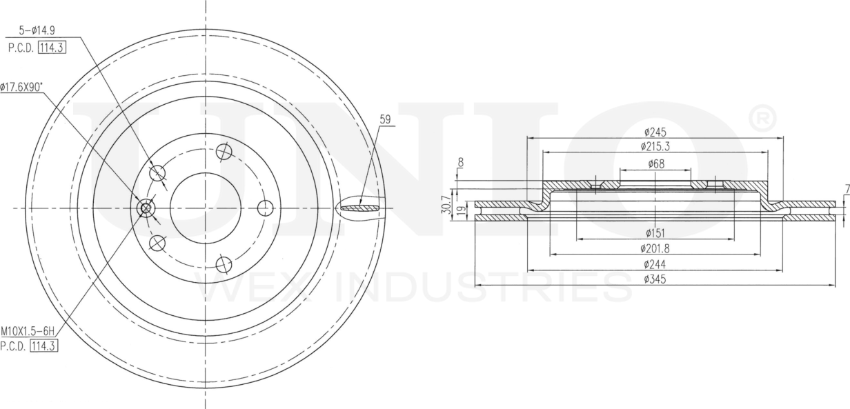 Диск тормозной (Unio). Артикул BRD-20240