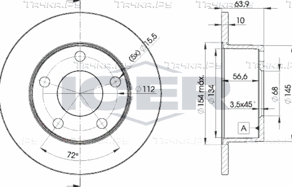 Тормозной диск Icer задний для Volkswagen Passat B5 1996-2005. Артикул 78BD4060-2