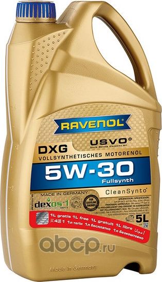 Масло моторное RAVENOL DXG SAE 5W-30 (5 л) 4+1. Артикул 1111124A0501909
