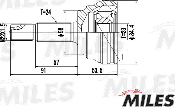 Шрус наружный (граната) Miles для Toyota Yaris Verso 1999-2005. Артикул GA20483
