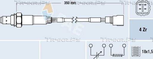 Лямбда-зонд (кислородный датчик) FAE для Toyota RAV4 III (XA30) 2006-2013. Артикул 77511