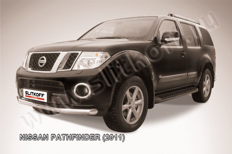 Защита Slitkoff переднего бампера d76 для Nissan Pathfinder R51 2011-2014. Артикул NIP11-001