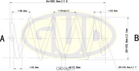 Пружина подвески G.U.D. передняя для Renault Megane II 2002-2009. Артикул GCS072954