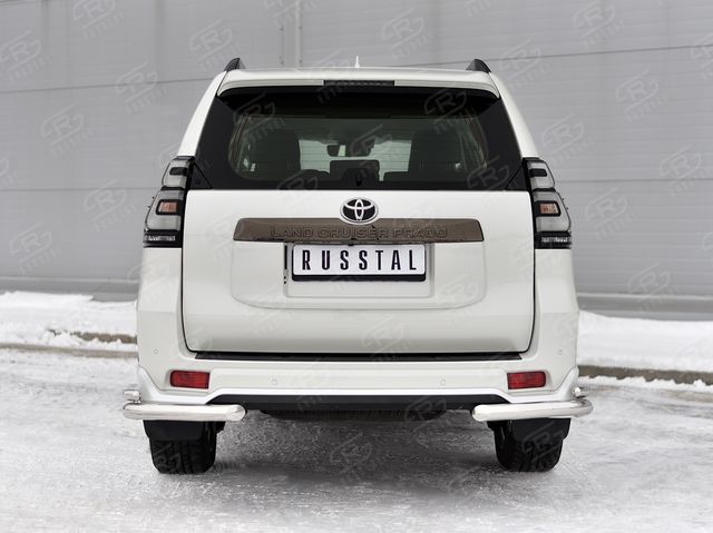 Защита RusStal заднего бампера уголки d63 секции-d42 секции для Toyota Land Cruiser Prado 150 Black Onyx 2020-2026. Артикул LCPZ-003554