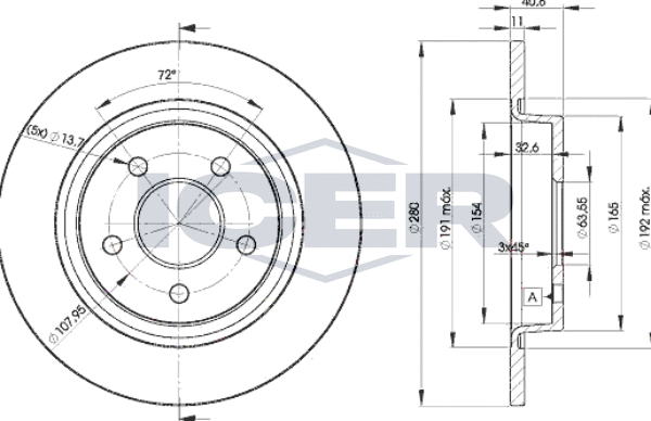 Тормозной диск Icer. Артикул 78BD3962-2
