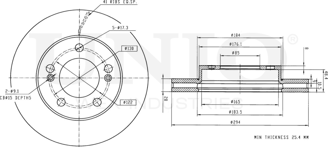Диск тормозной (Unio). Артикул BRD-20175