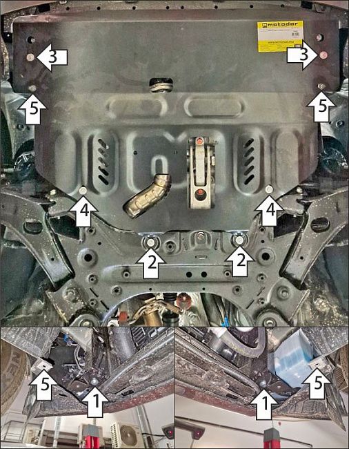 Защита Мотодор для картера и КПП KGM Torres АКПП 2023-2026. Артикул 72801