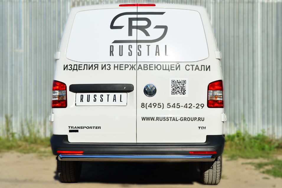 Защита RusStal заднего бампера d63 для Volkswagen Transporter T5 2009-2015. Артикул VTKZ-001400