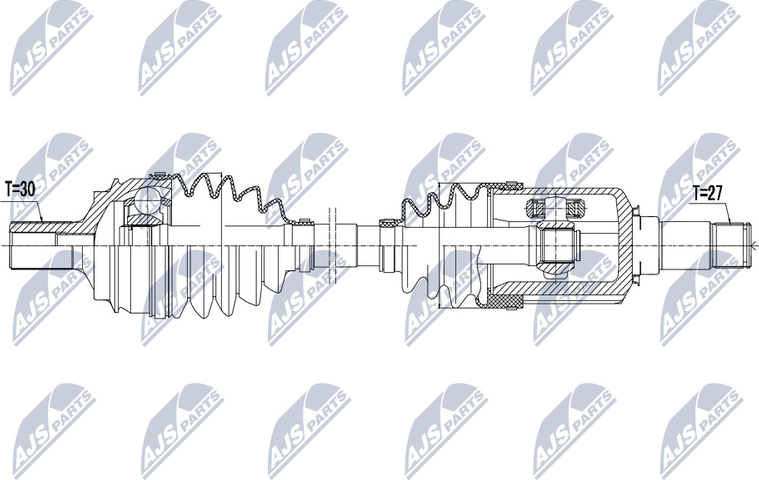 Полуось (привод в сборе, приводной вал) NTY. Артикул NPW-ME-038