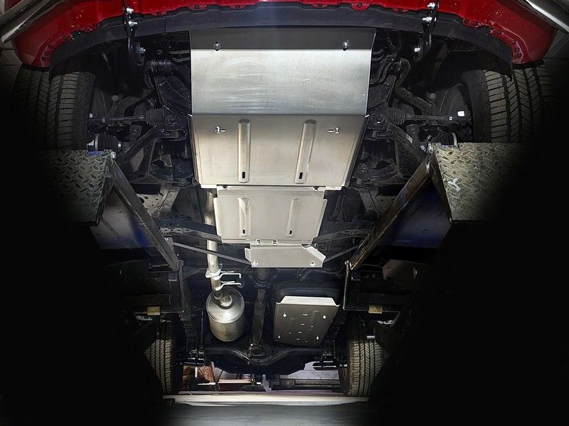 Защита алюминиевая ТСС (4 мм) для картера, переднего моста, КПП, РК, бака Foton Tunland G7 2024-2026. Артикул ZKTCC00723K