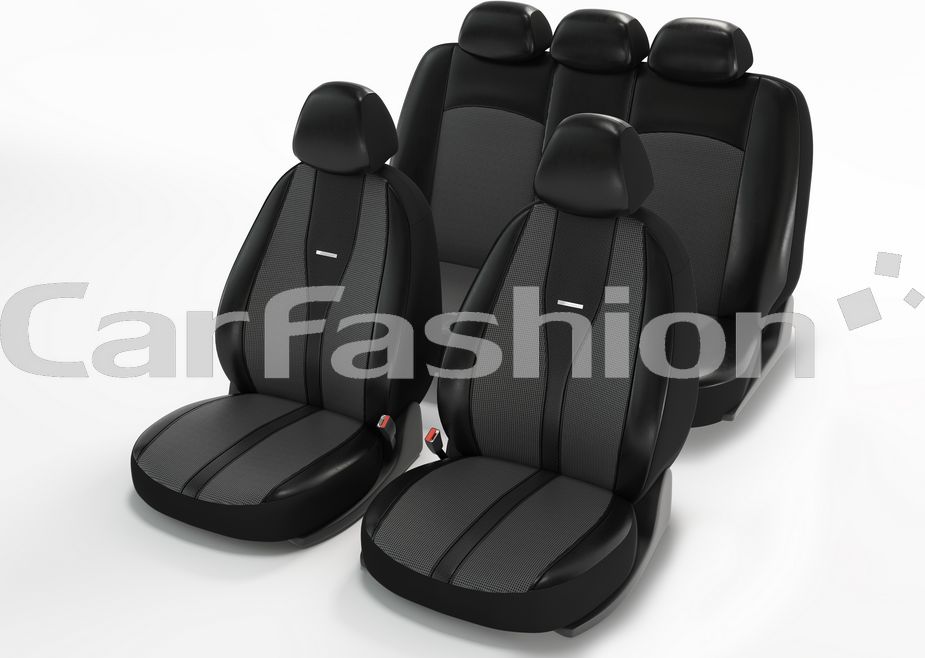 Чехлы универсальные CarFashion Major на сидения авто, цвет Черный/Черный/Темно-серый/Черный. Артикул 10022