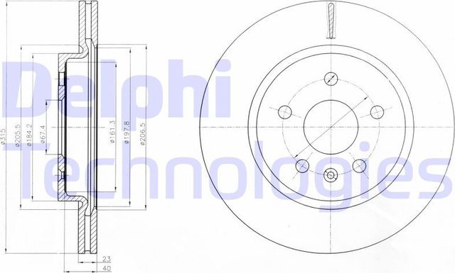 Тормозной диск Delphi задний для Saab 9-5 II 2010-2012. Артикул BG4190