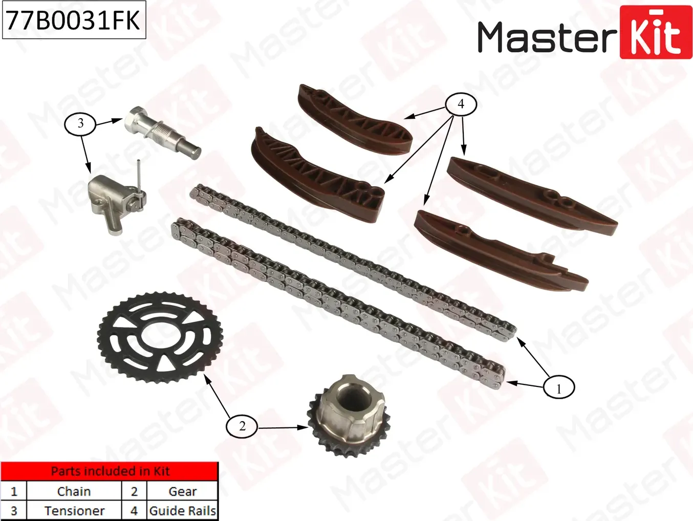 Комплект цепи ГРМ BMW 2.0d N47 06- со звездочками (Master KIT). Артикул 77B0031FK