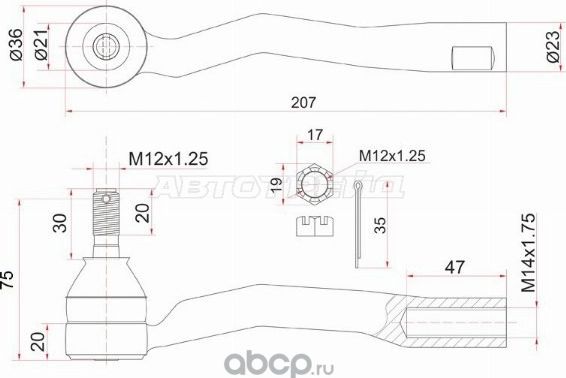 Наконечник рулевой  TOYOTA AVENSIS 00- LH (SAT). Артикул ST4504729125