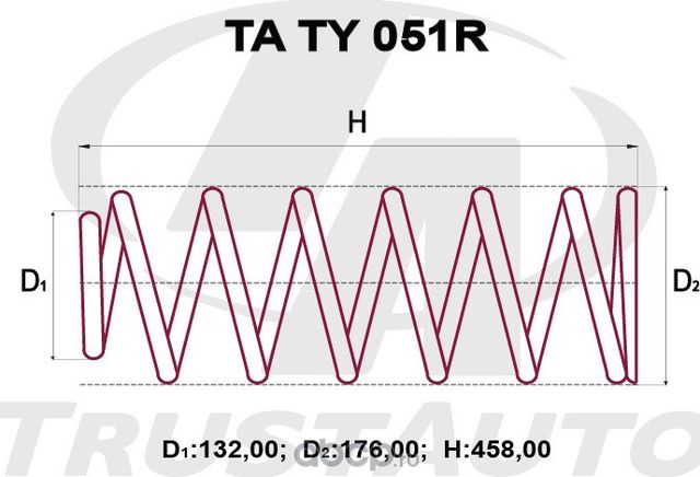 Пружина подвески усиленная () (Trustauto). Артикул TATY051R