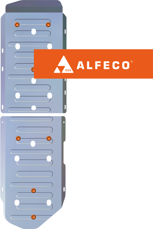 Защита алюминиевая Alfeco (4мм) для топливного бака (2 части) Tank 500 4WD 2023-2026. Артикул ALF.66.05 AL4