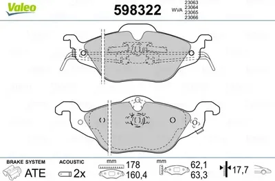 КОЛОДКИ ДИСКОВЫЕ (Valeo). Артикул 598322