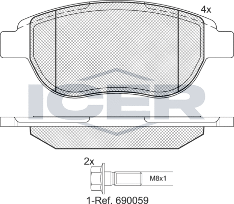 Тормозные колодки Icer передние для Citroen C4 Picasso I 2007-2013. Артикул 181429-400