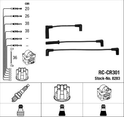 Высоковольтные провода (провода зажигания) (комплект) NGK для Jeep Wrangler II (TJ) 1996-2007. Артикул 8283