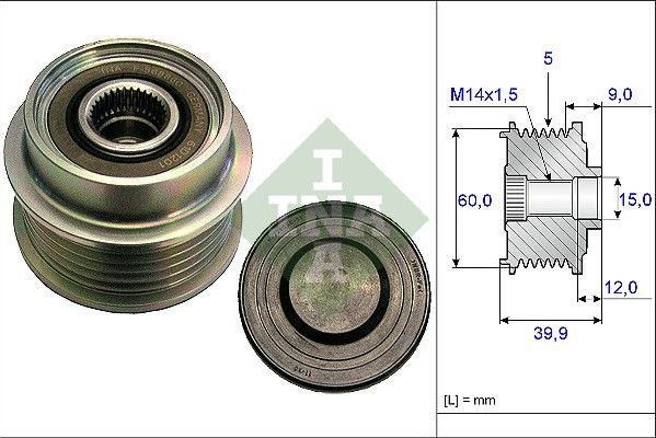 Муфта генератора обгонная Ina для Toyota Echo 2003-2005. Артикул 535 0180 10