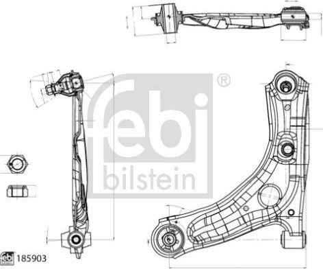 Поперечный рычаг передней подвески Febi Bilstein (Листовая сталь) левый нижний внешний для Citroen C1 II 2014-2026. Артикул 185903