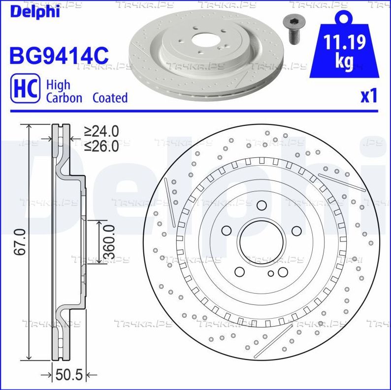 Тормозной диск Delphi. Артикул BG9414C