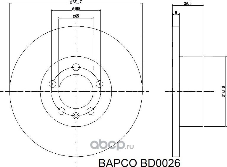 Тормозные диски зад. (Bapco) Bapco. Артикул BD0026