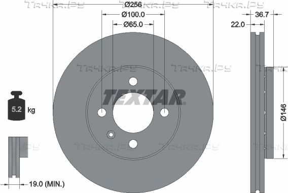 Тормозной диск Textar Pro. Артикул 92287003