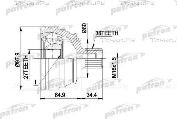 Шрус наружный (граната) Patron для Volkswagen Transporter T4 1990-2003. Артикул PCV1230