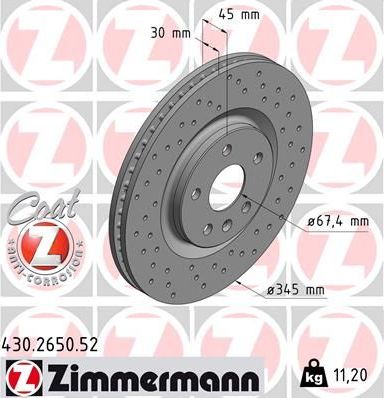 Тормозной диск Zimmermann SPORT Z. Артикул 430.2650.52