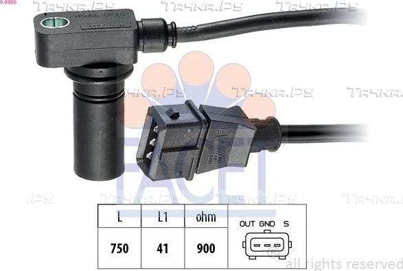 Датчик положения коленвала Facet Made in Italy - OE Equivalent для Audi V8 1988-1994. Артикул 9.0066