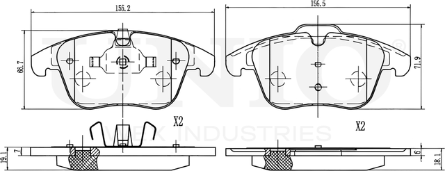 Колодки тормозные дисковые, комплект (Unio). Артикул BRP-20057