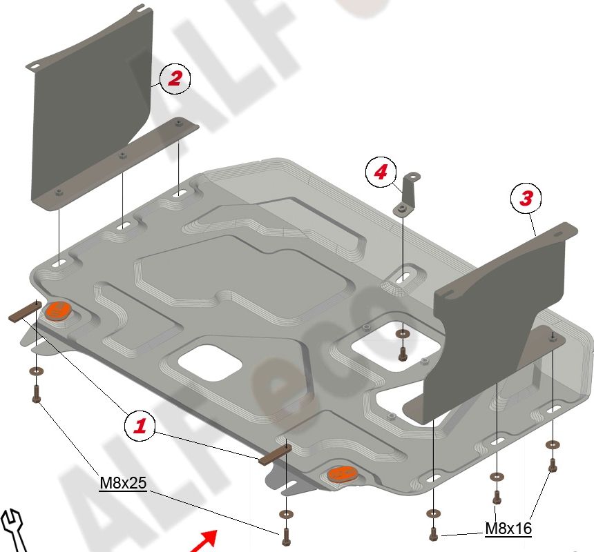 Защита алюминиевая Alfeco для картера и КПП Kia Soul II 2013-2019. Артикул ALF.11.30al