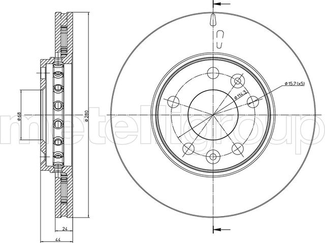 Тормозной диск Metelli передний для Renault Duster II 2021-2026. Артикул 23-0981C